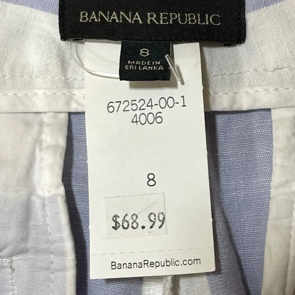 Banana Republic Womens Pants Size 8 Wide Leg Crop Striped Blue Ivory Stretch NEW - Picture 3 of 10